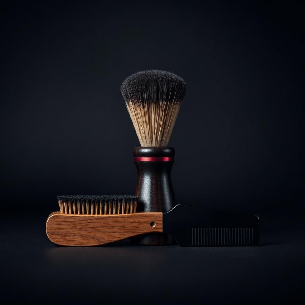 Kit Pincel e Pente de Barbearia